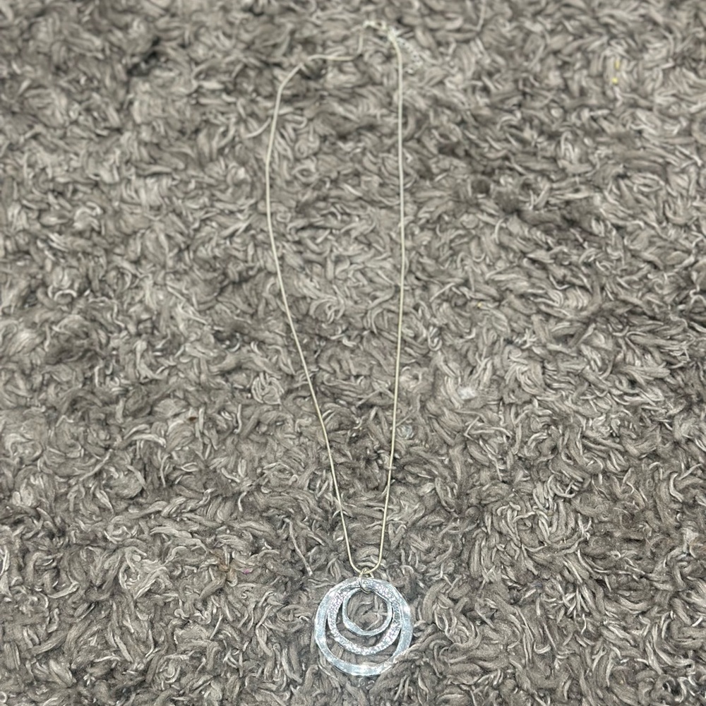 3/$15 Silver Hammered Necklace Concentric Circle Pendant Jewelry